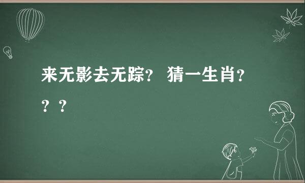 来无影去无踪？ 猜一生肖？？？