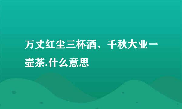 万丈红尘三杯酒，千秋大业一壶茶.什么意思