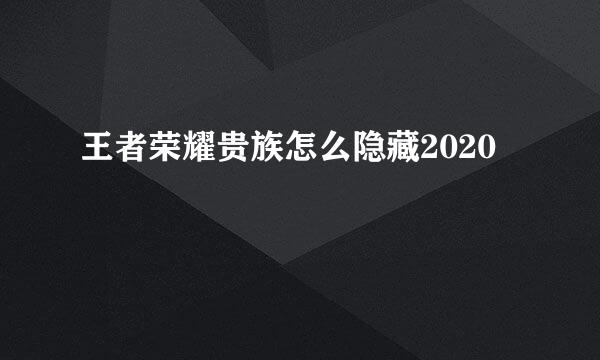 王者荣耀贵族怎么隐藏2020