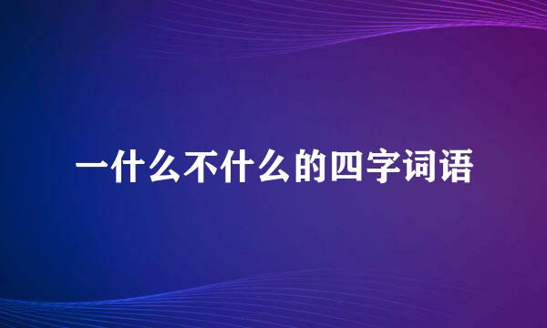 一什么不什么的四字词语