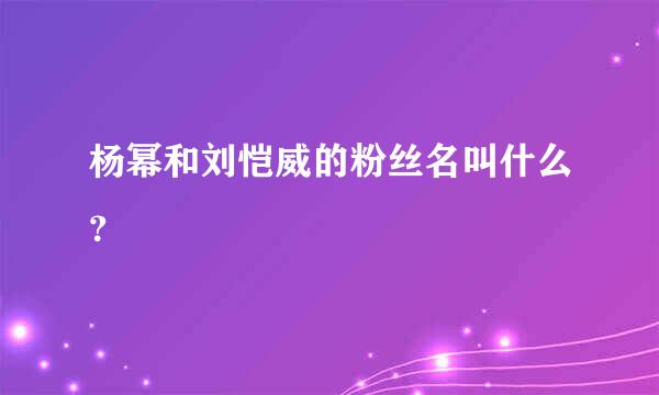 杨幂和刘恺威的粉丝名叫什么？