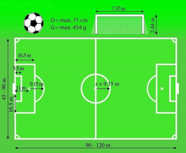 请问一个标准11人的足球场的尺寸是多少?