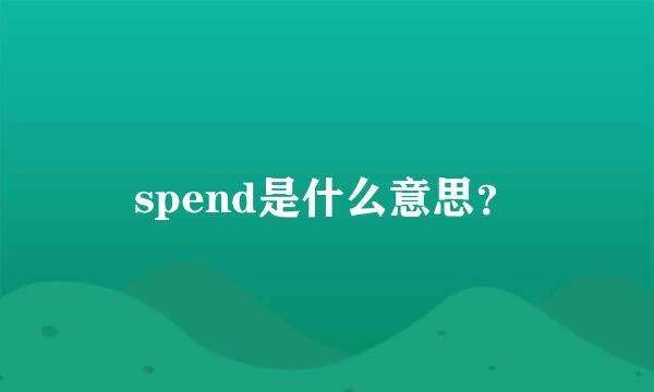 spend是什么意思？