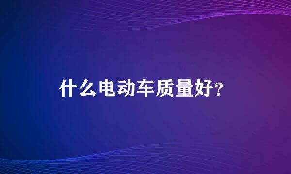 什么电动车质量好？