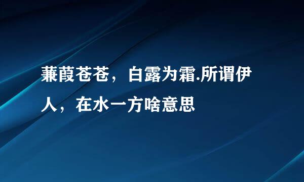 蒹葭苍苍，白露为霜.所谓伊人，在水一方啥意思