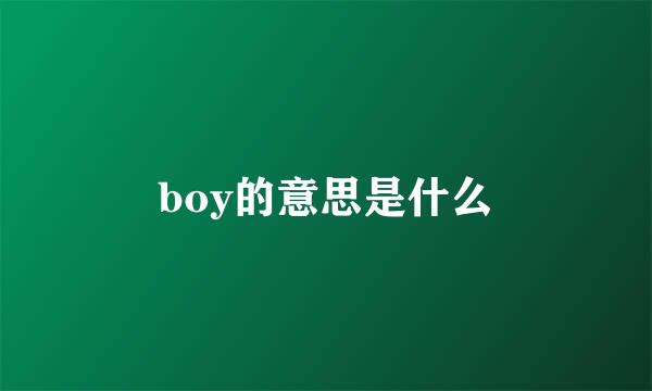 boy的意思是什么