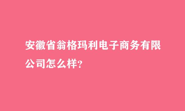 安徽省翁格玛利电子商务有限公司怎么样？