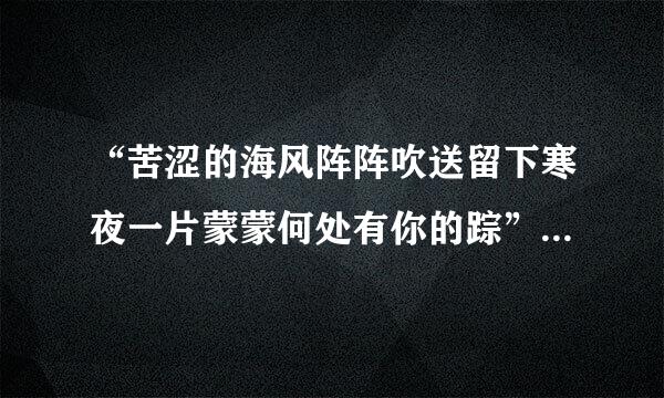 “苦涩的海风阵阵吹送留下寒夜一片蒙蒙何处有你的踪”这句歌词出自什么歌？