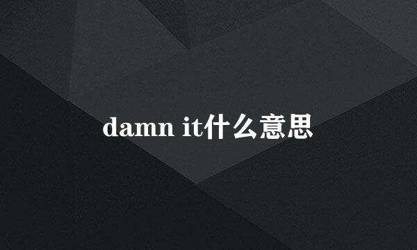 damn it什么意思