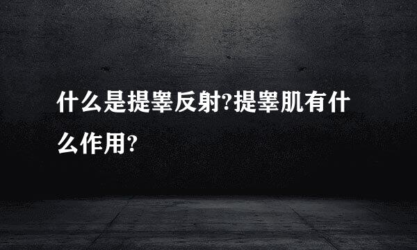 什么是提睾反射?提睾肌有什么作用?