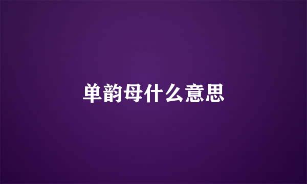 单韵母什么意思