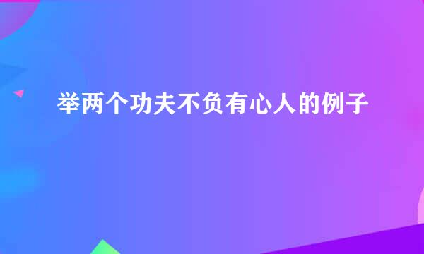 举两个功夫不负有心人的例子