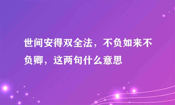 世间安得双全法，不负如来不负卿，这两句什么意思