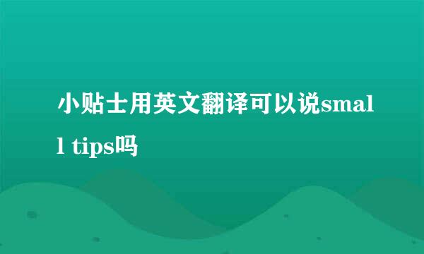 小贴士用英文翻译可以说small tips吗