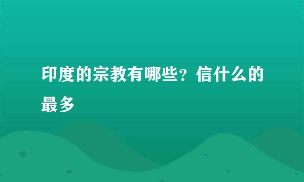 印度的宗教有哪些？信什么的最多