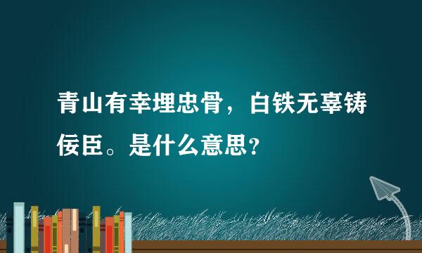 青山有幸埋忠骨，白铁无辜铸佞臣。是什么意思？