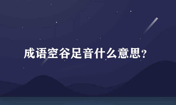 成语空谷足音什么意思？