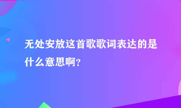 无处安放这首歌歌词表达的是什么意思啊？