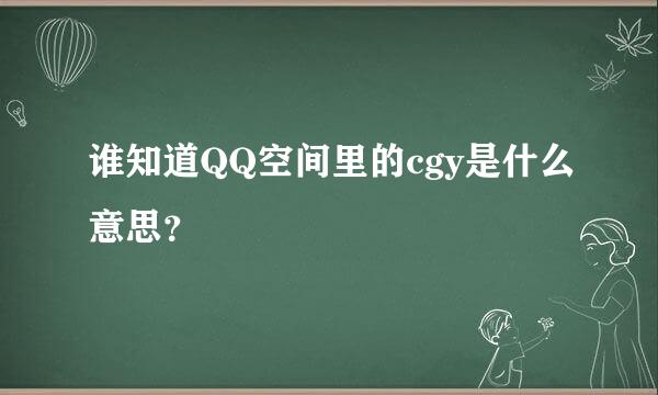 谁知道QQ空间里的cgy是什么意思？