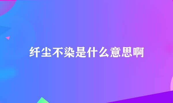 纤尘不染是什么意思啊