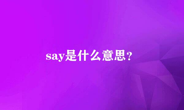 say是什么意思？