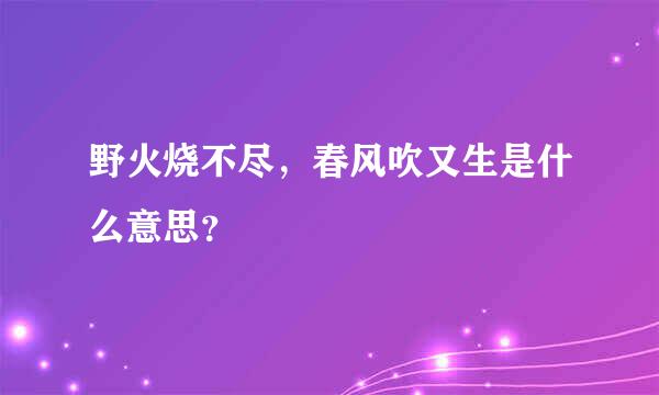 野火烧不尽，春风吹又生是什么意思？