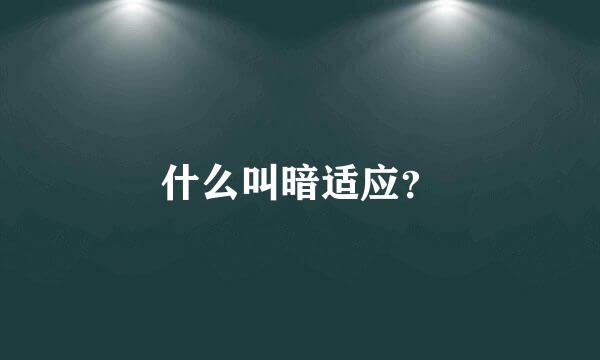 什么叫暗适应？