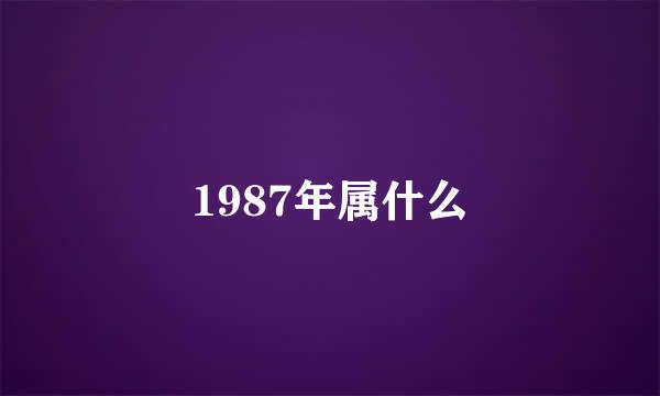 1987年属什么