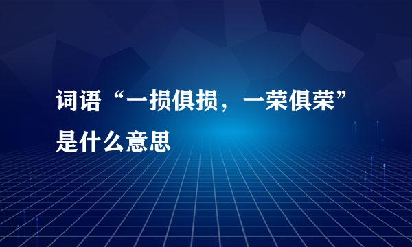 词语“一损俱损，一荣俱荣”是什么意思