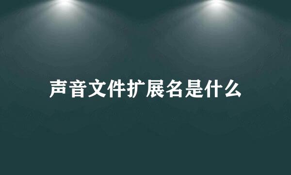 声音文件扩展名是什么