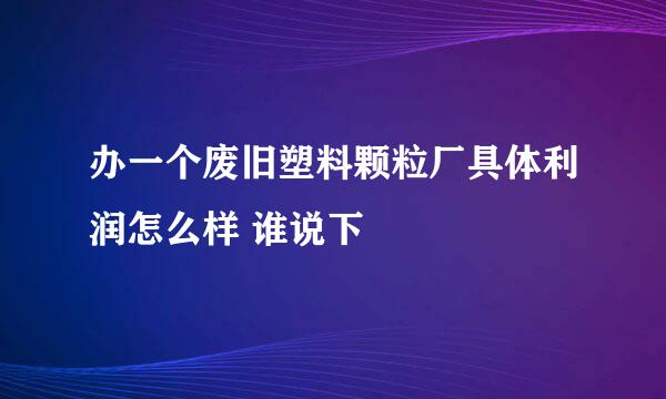 办一个废旧塑料颗粒厂具体利润怎么样 谁说下