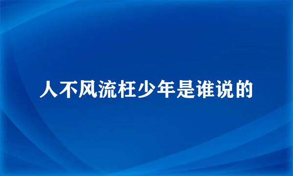 人不风流枉少年是谁说的