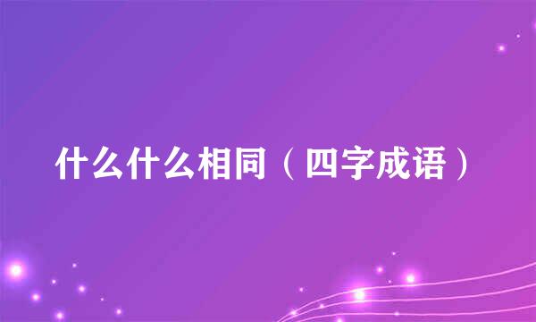 什么什么相同（四字成语）