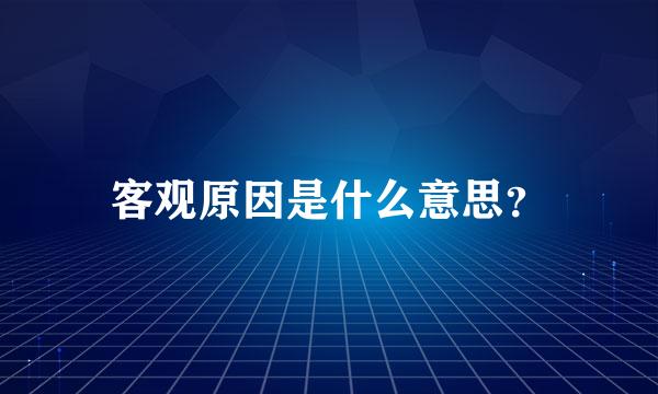 客观原因是什么意思？