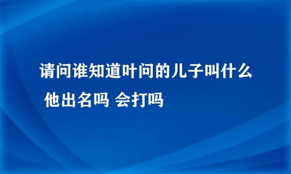 请问谁知道叶问的儿子叫什么 他出名吗 会打吗