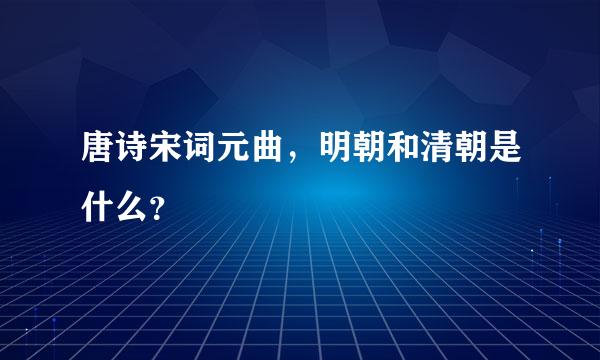 唐诗宋词元曲，明朝和清朝是什么？