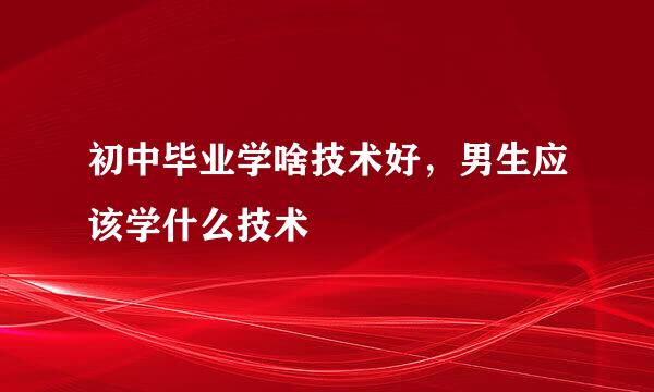 初中毕业学啥技术好，男生应该学什么技术