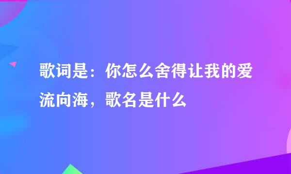 歌词是：你怎么舍得让我的爱流向海，歌名是什么