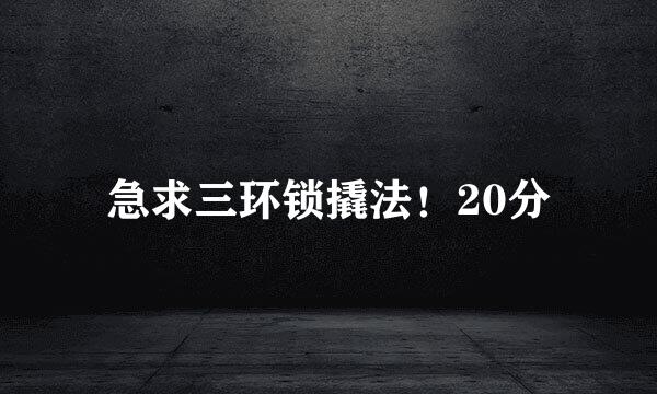 急求三环锁撬法！20分