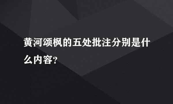 黄河颂枫的五处批注分别是什么内容？