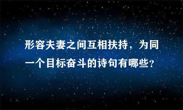 形容夫妻之间互相扶持，为同一个目标奋斗的诗句有哪些？