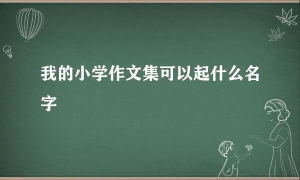 我的小学作文集可以起什么名字