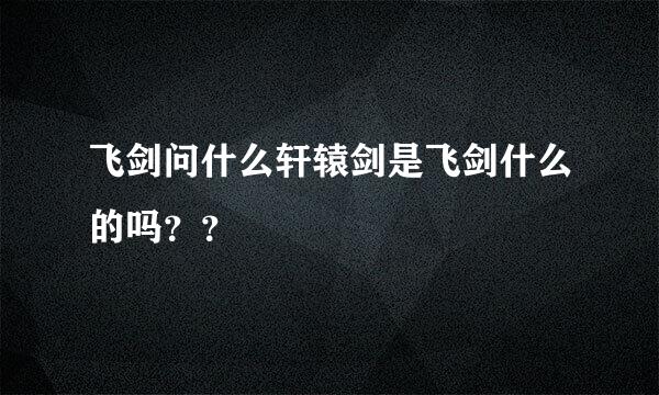 飞剑问什么轩辕剑是飞剑什么的吗？？