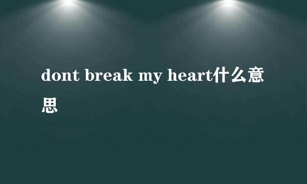 dont break my heart什么意思