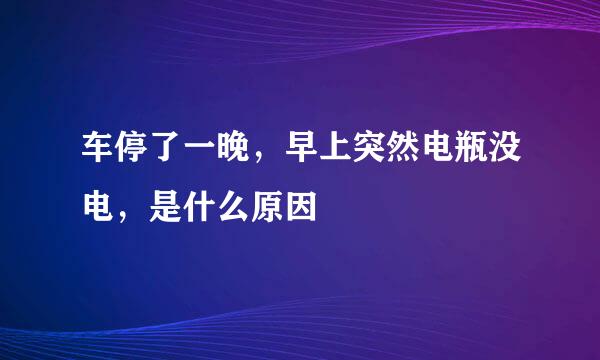 车停了一晚，早上突然电瓶没电，是什么原因