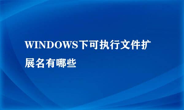 WINDOWS下可执行文件扩展名有哪些