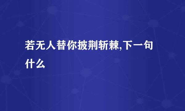 若无人替你披荆斩棘,下一句什么