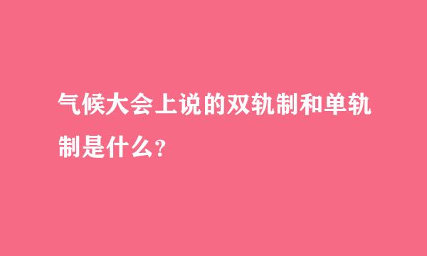 气候大会上说的双轨制和单轨制是什么？