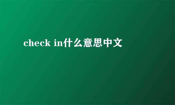 check in什么意思中文