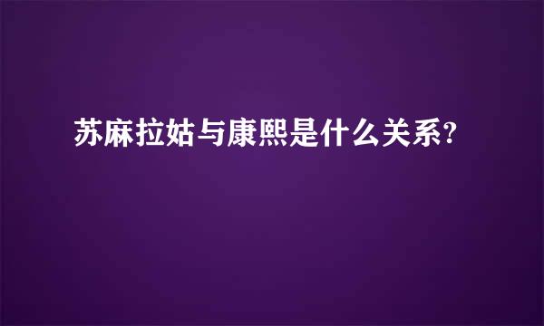 苏麻拉姑与康熙是什么关系?